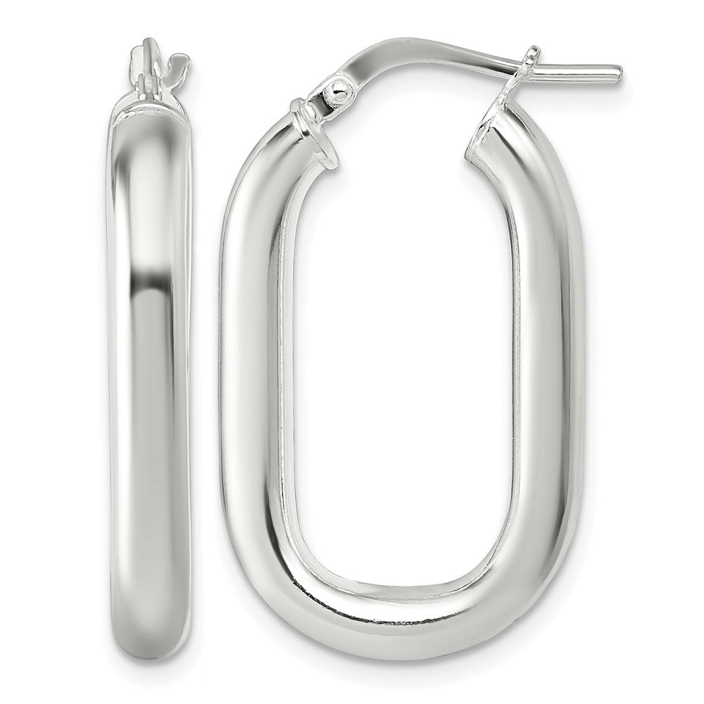 Sterling Silver Polished 4mm Oval Hoop Earrings