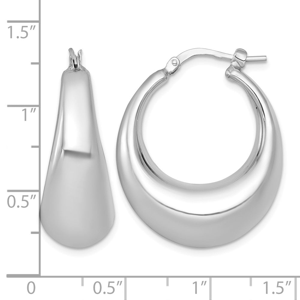 Sterling Silver Rhodium-plated Polished 12mm Hoop Earrings