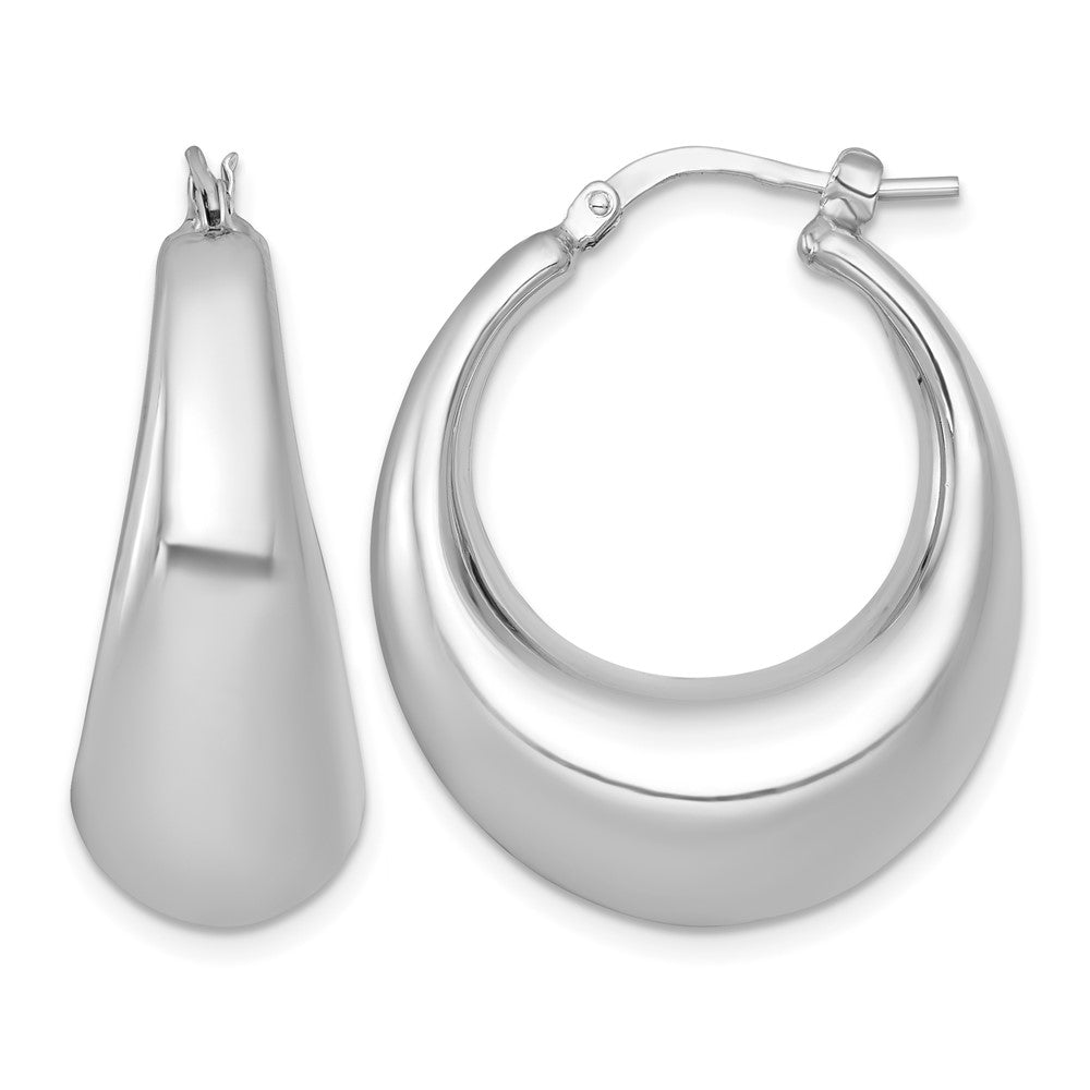Sterling Silver Rhodium-plated Polished 12mm Hoop Earrings