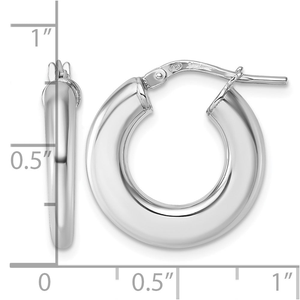 Sterling Silver Rh-plated Polished Hoop Earrings