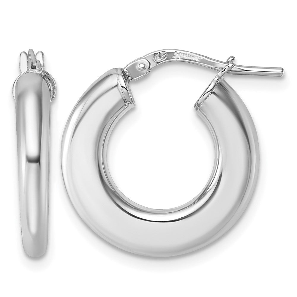 Sterling Silver Rh-plated Polished Hoop Earrings