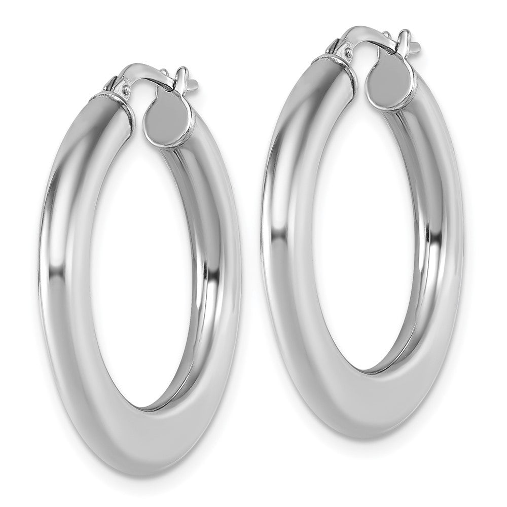 Sterling Silver Rh-plated Polished Hoop Earrings