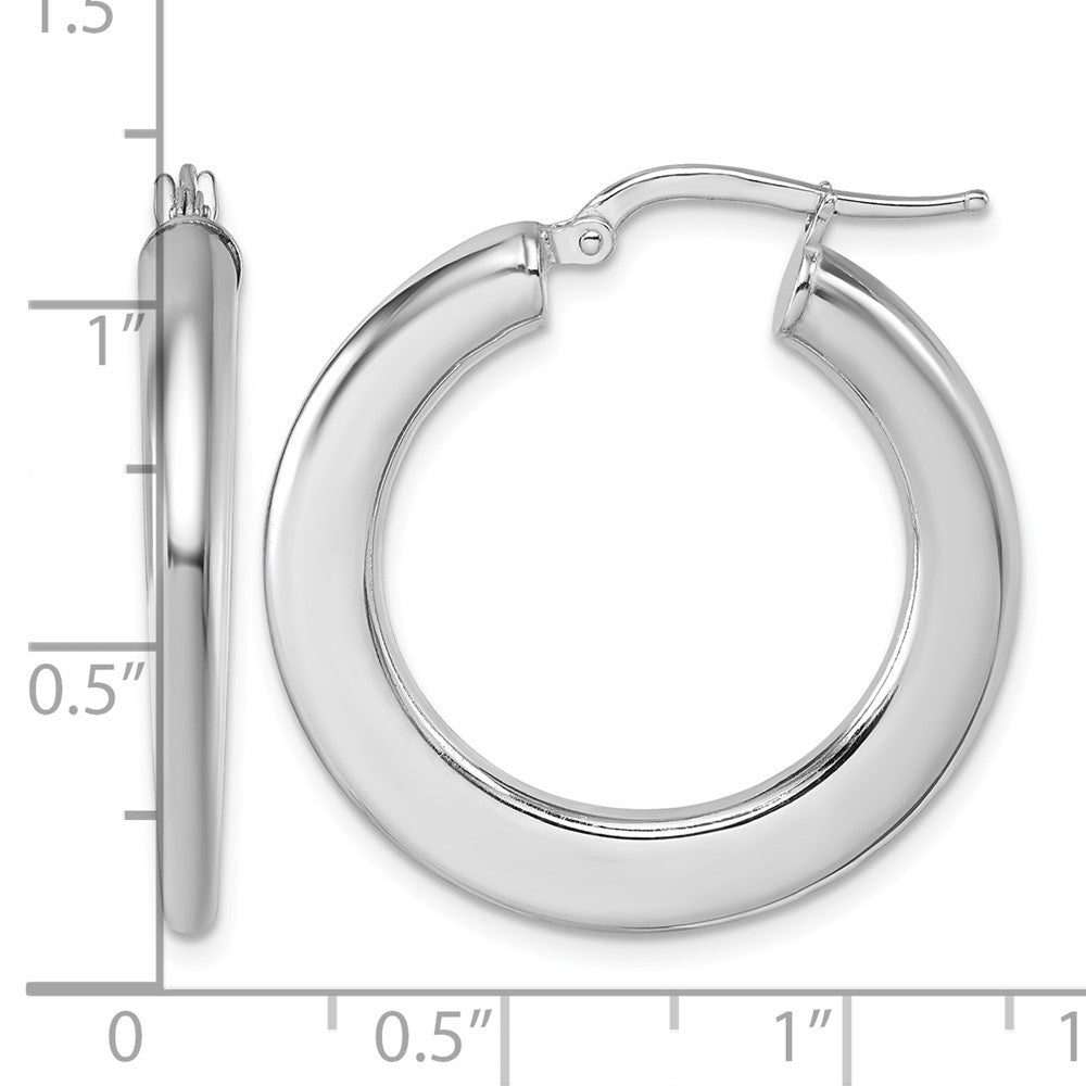 Sterling Silver Rh-plated Polished Hoop Earrings