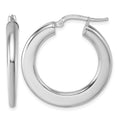Sterling Silver Rh-plated Polished Hoop Earrings