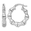 Sterling Silver RH-plated Polished Bamboo Round Hoop Earrings