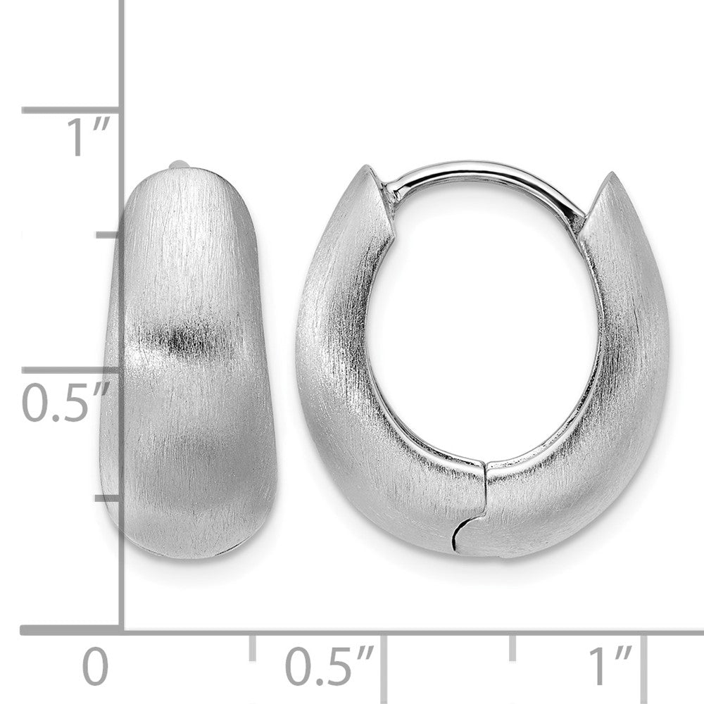 Sterling Silver Rhodium-plated Brushed Hinged Hoop Earrings