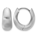 Sterling Silver Rhodium-plated Brushed Hinged Hoop Earrings