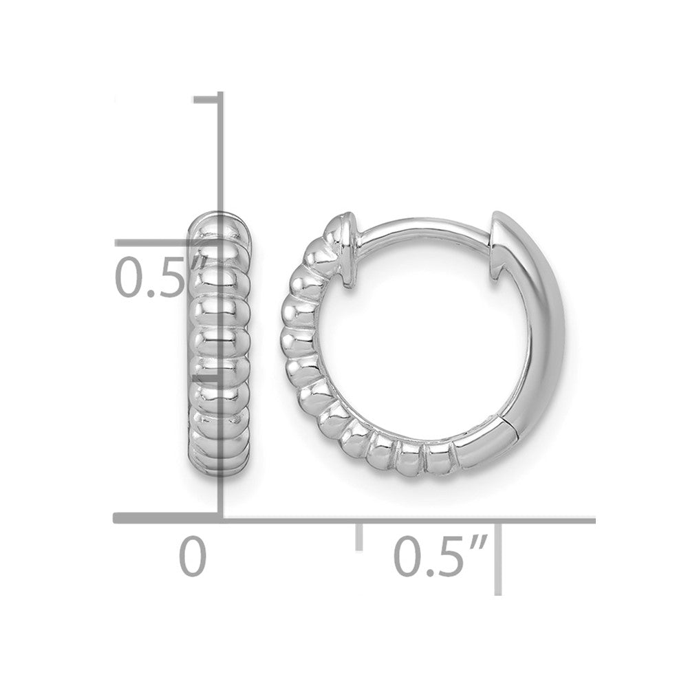 Sterling Silver RH-pltd Polished Grooved 3mm Round Hoop Earrings