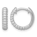 Sterling Silver RH-pltd Polished Grooved 3mm Round Hoop Earrings