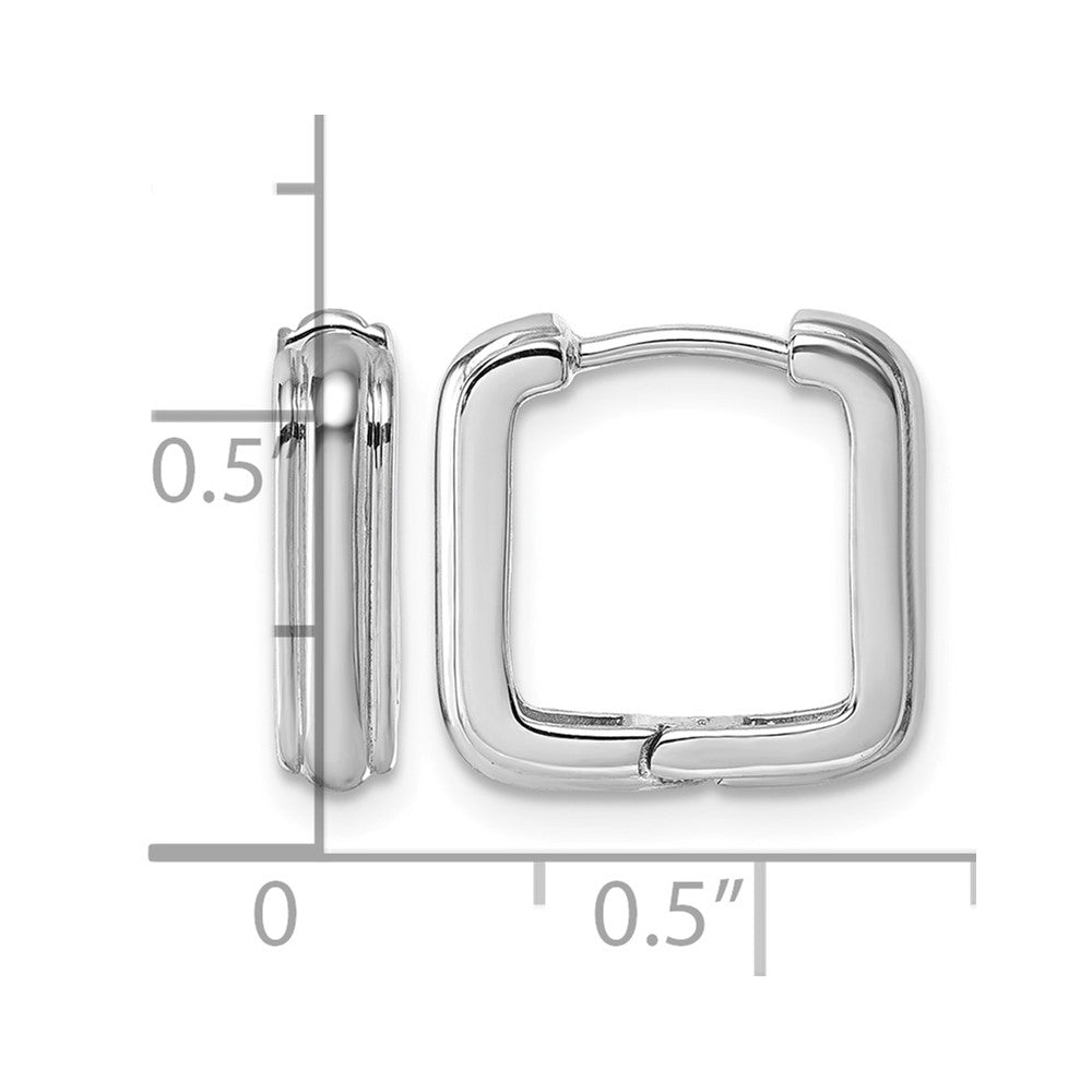 Sterling Silver Rhodium-plated Polished And Grooved Square Hoop Earrings