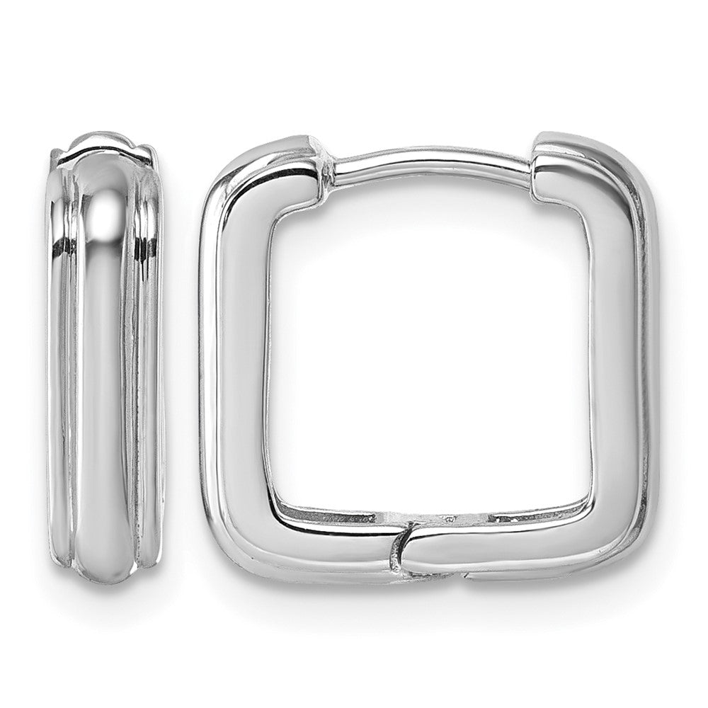 Sterling Silver Rhodium-plated Polished And Grooved Square Hoop Earrings