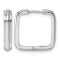 Sterling Silver Rhodium-plated Polished And Grooved Square Hoop Earrings
