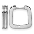 Sterling Silver Rhodium-plated Polished And Grooved Square Hoop Earrings