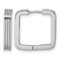 Sterling Silver Rhodium-plated Polished And Grooved Square Hoop Earrings