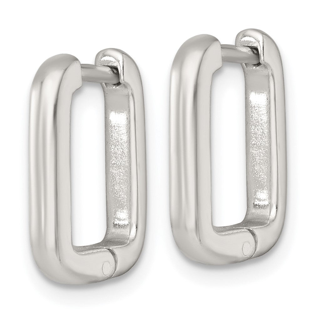 Sterling Silver Polished Hinged Rectangular Hoop Earrings