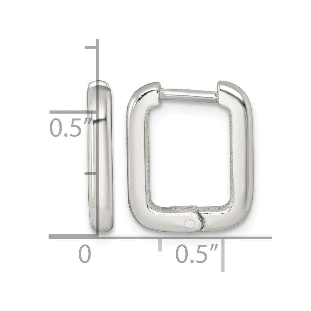 Sterling Silver Polished Hinged Rectangular Hoop Earrings