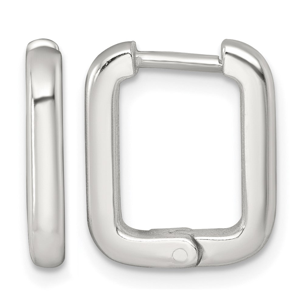 Sterling Silver Polished Hinged Rectangular Hoop Earrings