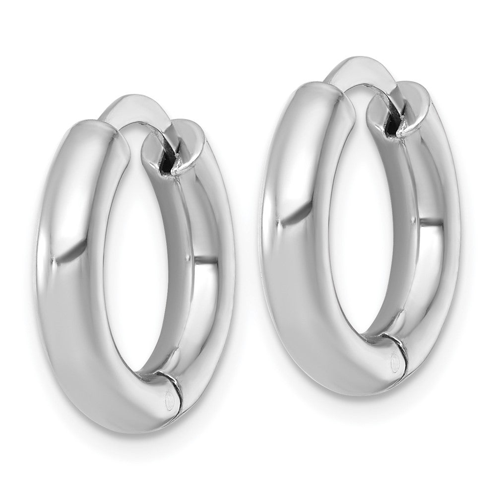 Sterling Silver Rhod-plated Polished 3.5x18mm Round Hinged Hoop Earrings