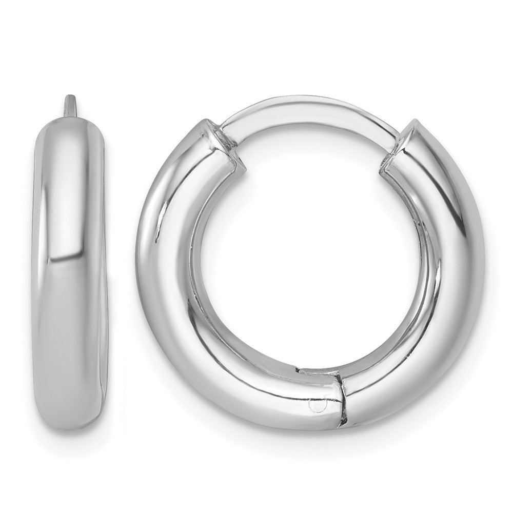 Sterling Silver Rhod-plated Polished 3.5x18mm Round Hinged Hoop Earrings