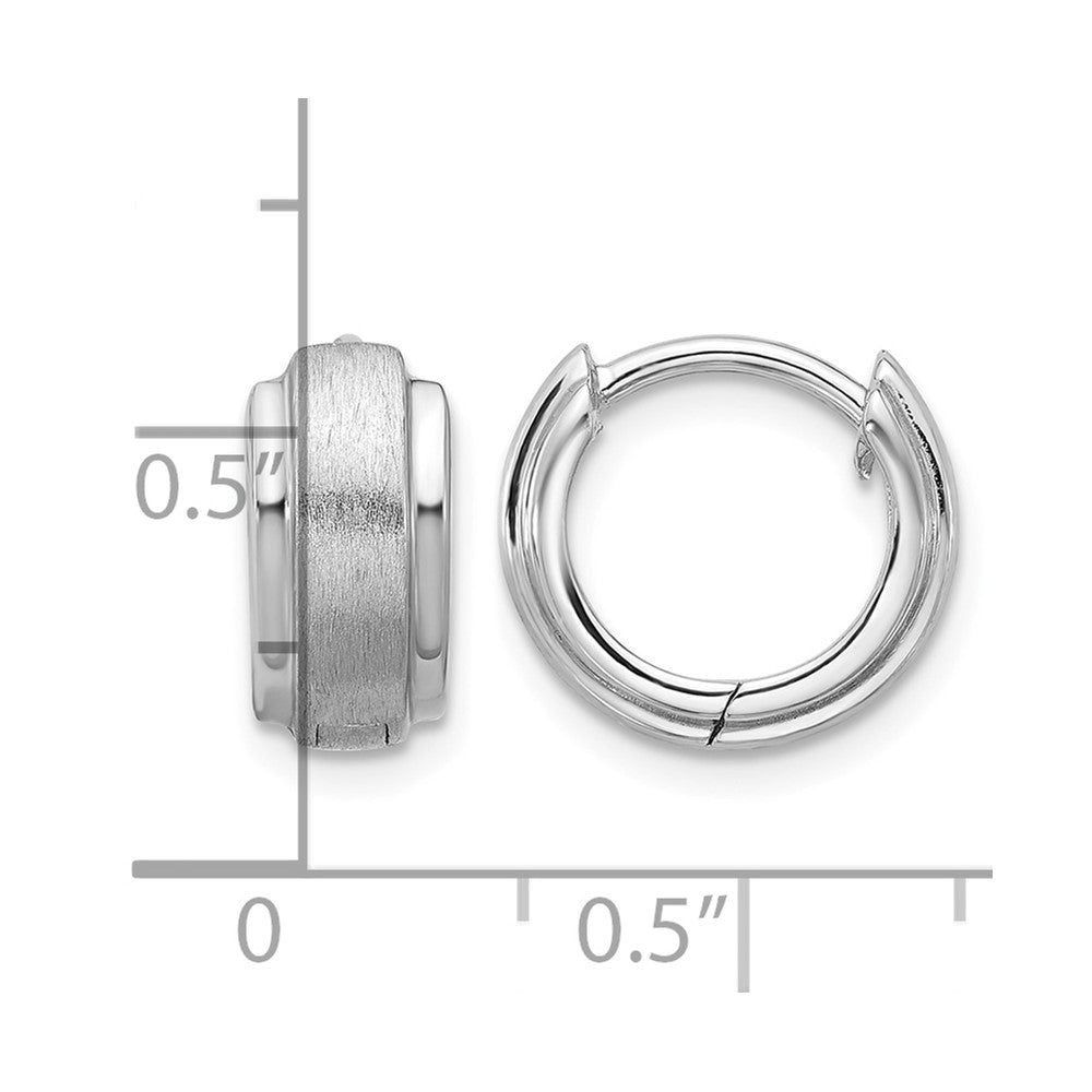 Sterling Silver Rhodium-plated Brushed and Polished Hinged Hoop Earrings