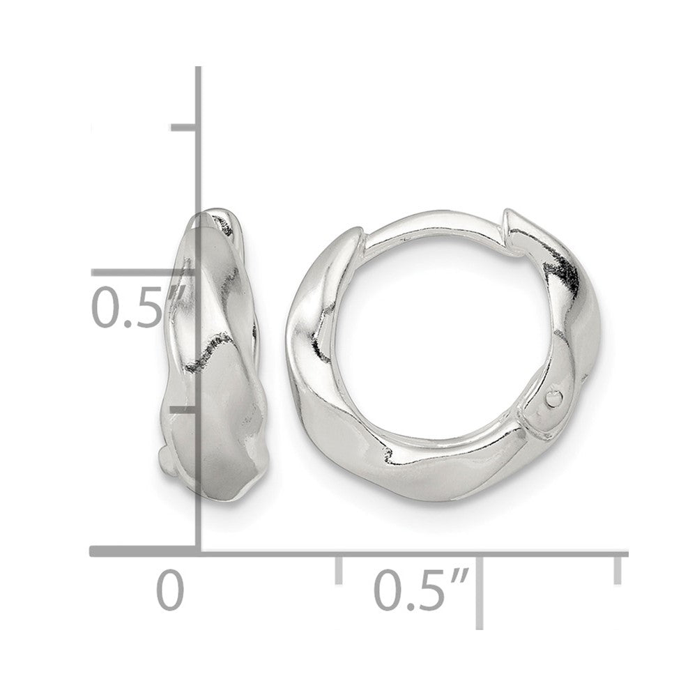 Sterling Silver Polished Twisted Tapered Round Hinged Hoop Earrings