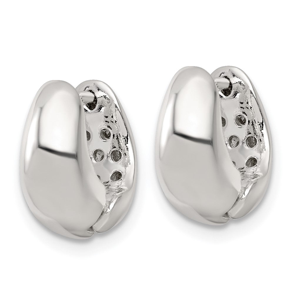Sterling Silver Polished Tapered Hinged Hoop Earrings