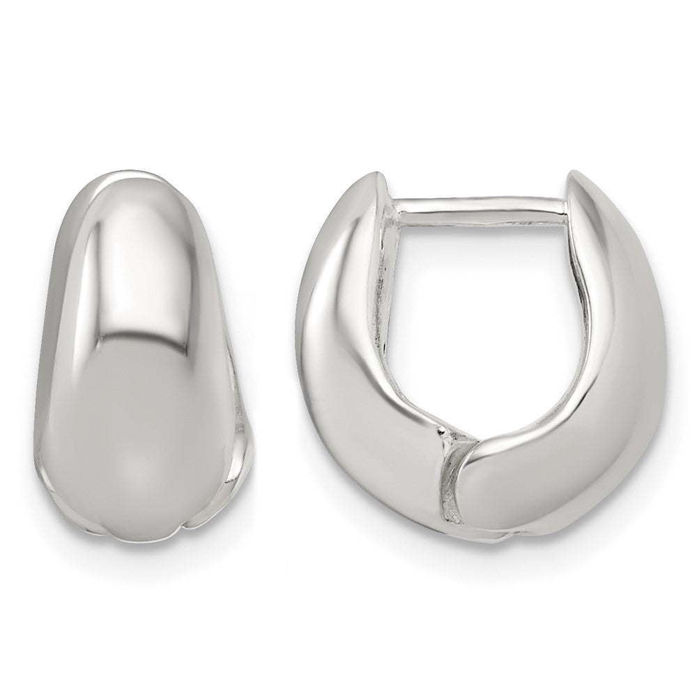 Sterling Silver Polished Tapered Hinged Hoop Earrings
