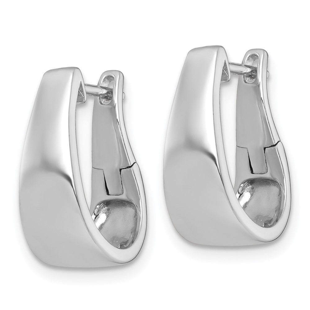Sterling Silver RH-plated Polished Tapered Hinged Hoop Earrings