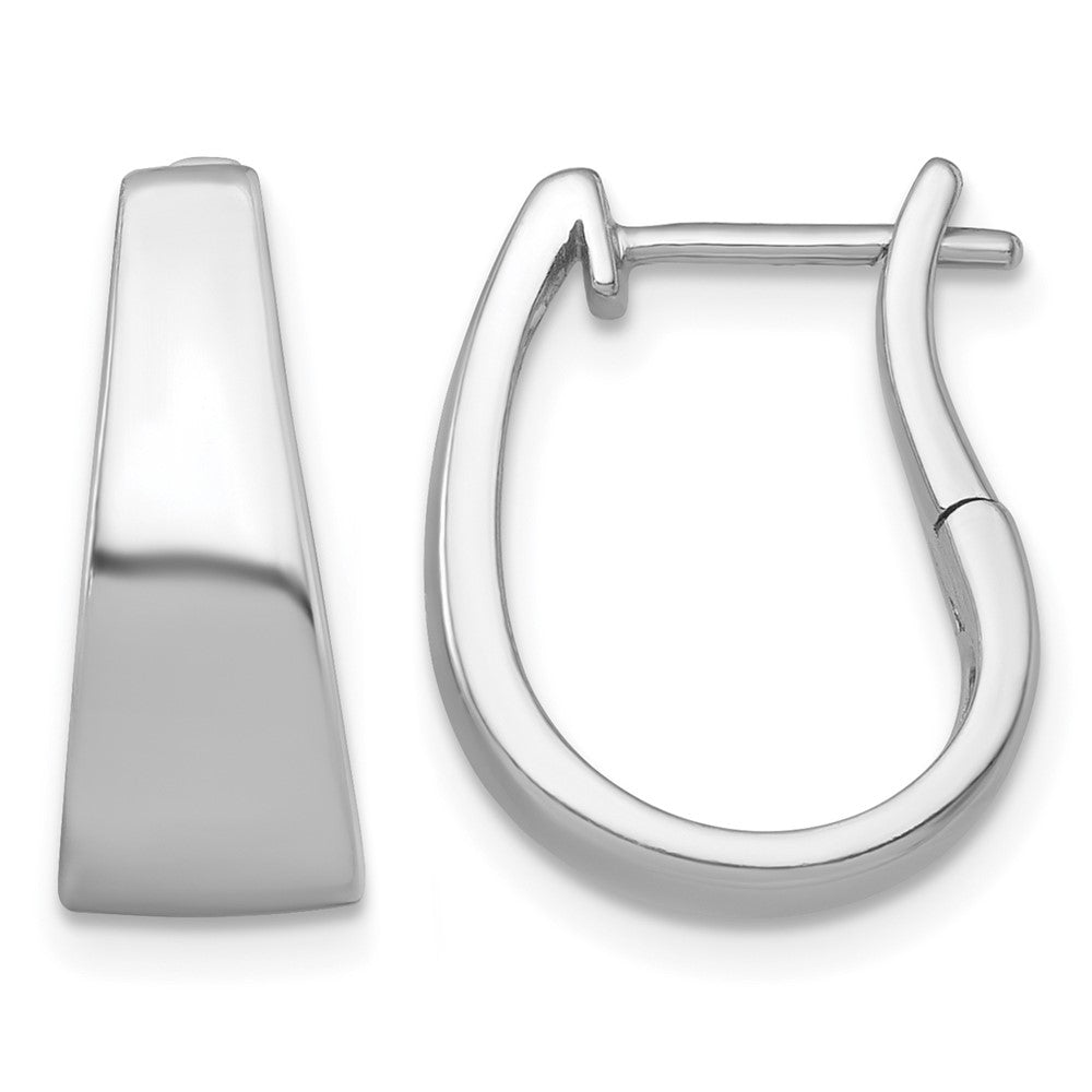 Sterling Silver RH-plated Polished Tapered Hinged Hoop Earrings