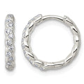 Sterling Silver Polished and Twisted 2.2mm CZ Hinged Round Hoop Earrings