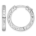 SS RH-pltd Polish D/C 3x23mm Hinged Square Tube w/Safety Lock Hoop Earrings