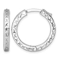 SS RH-pltd Polish D/C 3x25mm Hinged Square Tube w/Safety Lock Hoop Earrings