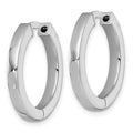 SS Rhod-plated Polish 3x23mm Hinged Square Tube w/Safety Lock Hoop Earrings