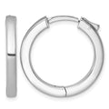 SS Rhod-plated Polish 3x25mm Hinged Square Tube w/Safety Lock Hoop Earrings