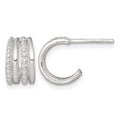 Sterling Silver Polished and Beaded Post C-Hoop Earrings