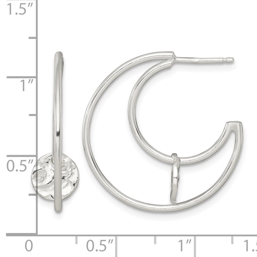 Sterling Silver Polished Textured Fancy Post C-Hoop Earrings