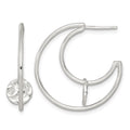 Sterling Silver Polished Textured Fancy Post C-Hoop Earrings