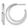 Sterling Silver Rhodium-plated Polished and Satin Post Hoop Earrings