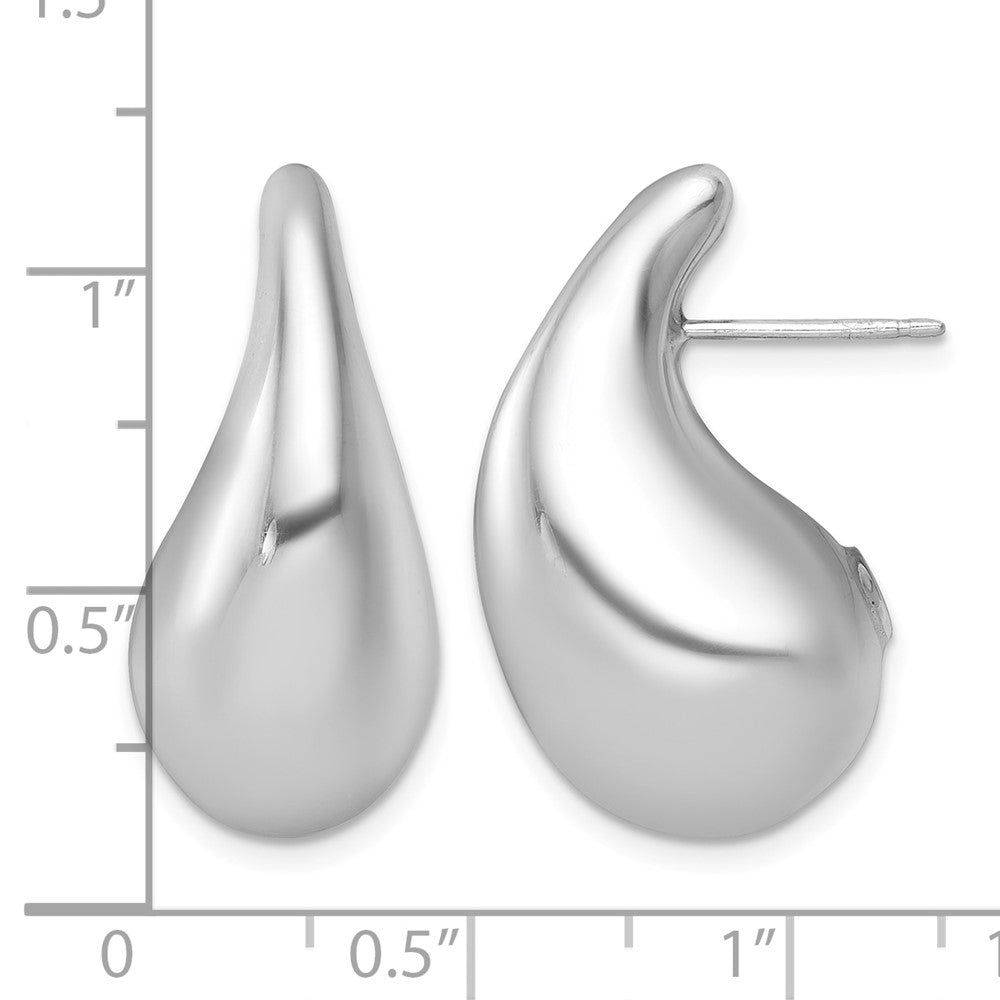 Sterling Silver Rhodium-plated Polished Teardrop Post Earrings