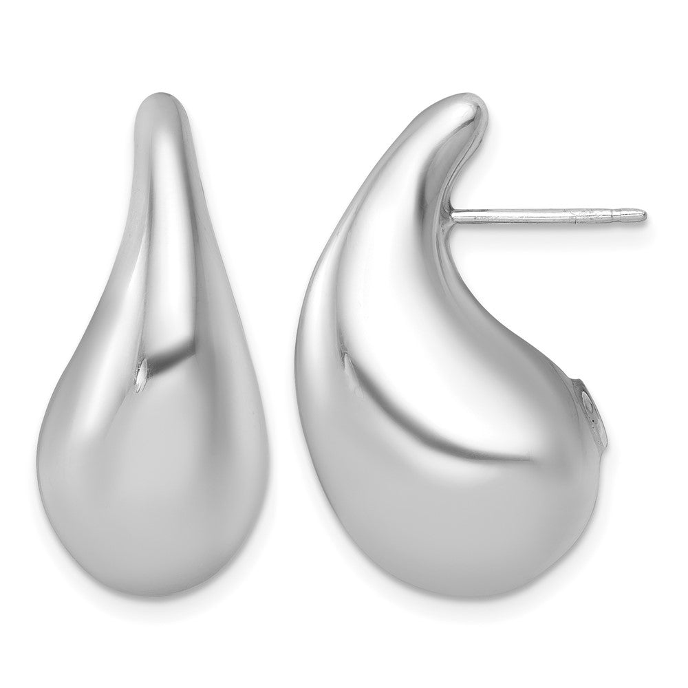 Sterling Silver Rhodium-plated Polished Teardrop Post Earrings