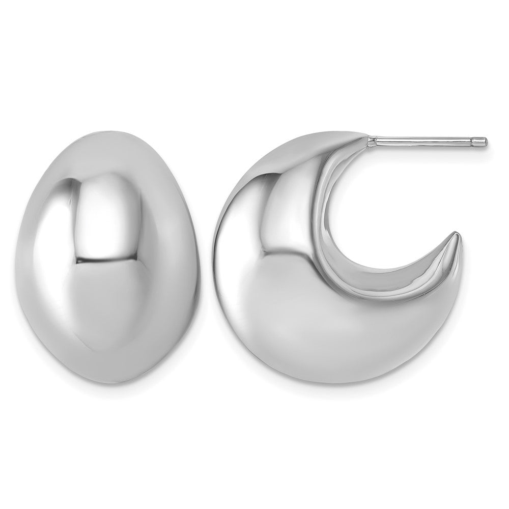 Sterling Silver Rhodium-plated Polished Hollow Fancy Post J-Hoop Earrings