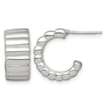 Sterling Silver Polished Textured 8.0mm Post C-Hoop Earrings
