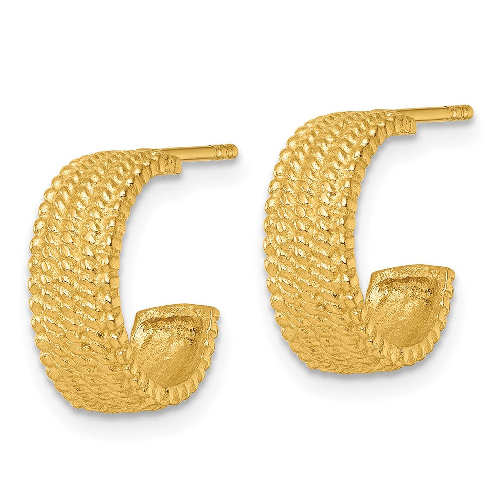 Sterling Silver Gold-tone Polished And Textured J-Hoop Earrings
