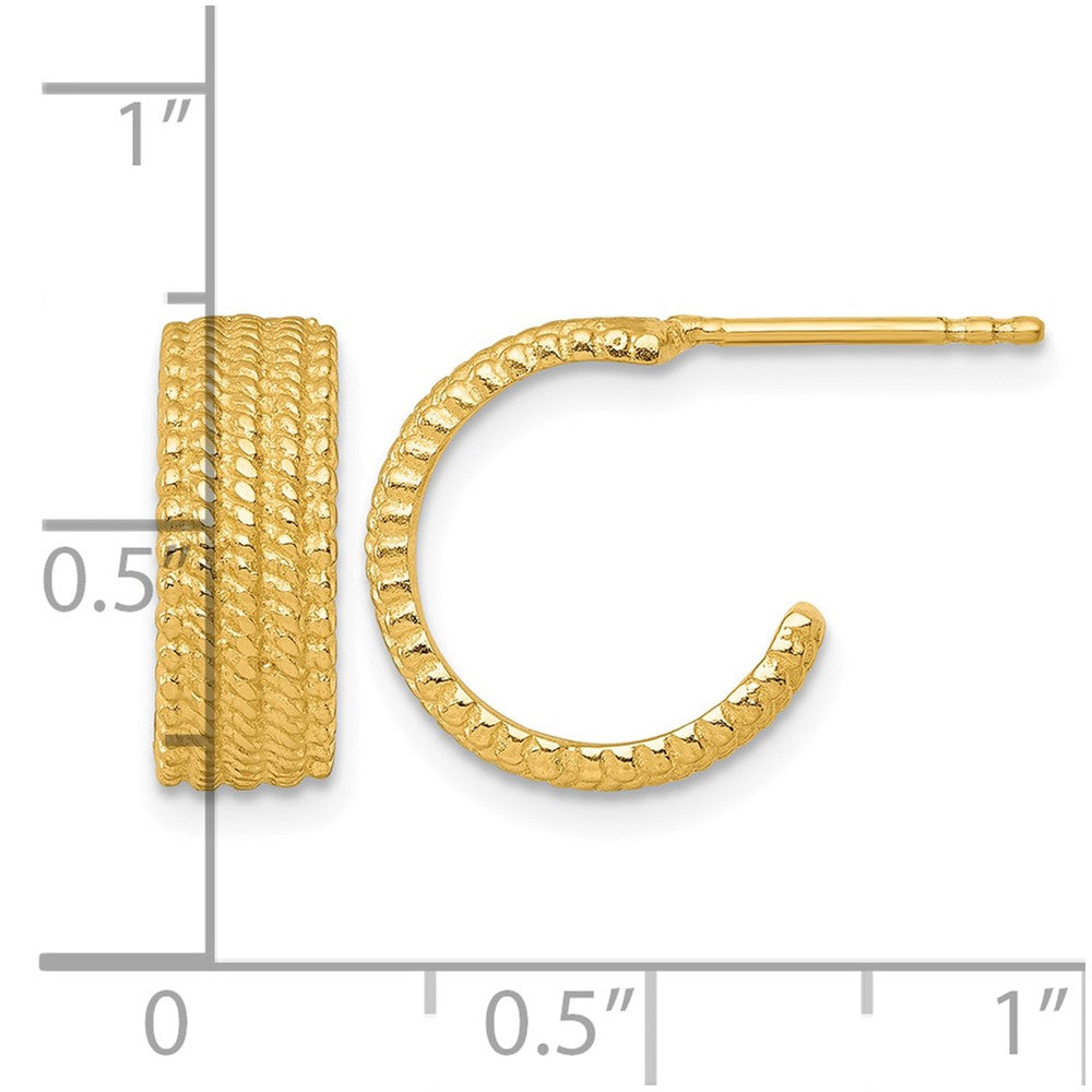Sterling Silver Gold-tone Polished And Textured J-Hoop Earrings
