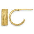 Sterling Silver Gold-tone Polished And Textured J-Hoop Earrings