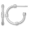Sterling Silver RH-plated Polished and Twisted 21.0mm Post C-Hoop Earrings