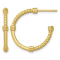 Sterling Silver Gold-tone Polished and Twisted 24.0mm Post C-Hoop Earrings