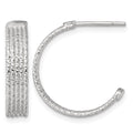 Sterling Silver Polished and Textured 20x4.5mm Post C-Hoop Earrings