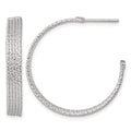Sterling Silver Polished and Textured 30x4.5mm Post C-Hoop Earrings