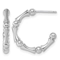 Sterling Silver Rhodium-plated Polished Patterned Post Hoop Earrings